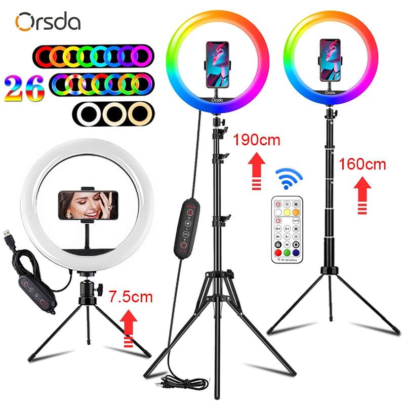 Ring Light de 26 cores com suporte para celular - Vem Conferir